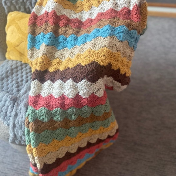 Colorful Striped Crochet Throw Blanket - Picture 2 of 5